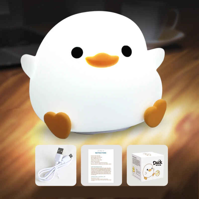 LAMP LED Night Light Cute Duck Cartoon Animals Silicone Lamp USB Rechargeable