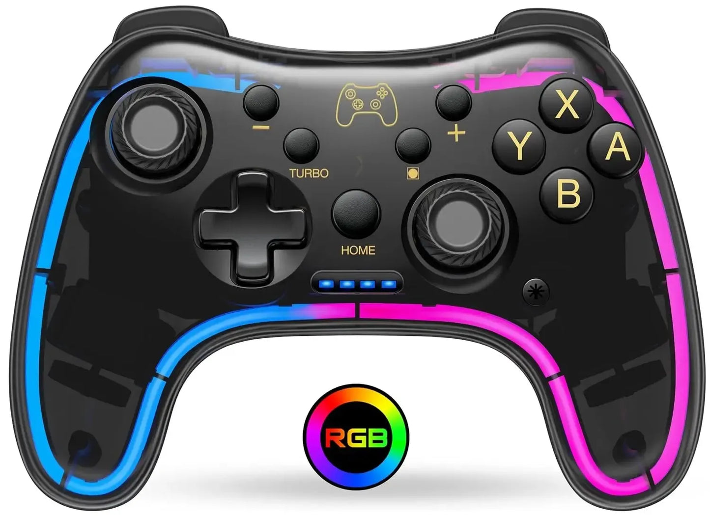 Controller With RGB Breathing LED, Switch Controllers Remote Supports Multi-Platform&App with Turbo, Wake-up Function