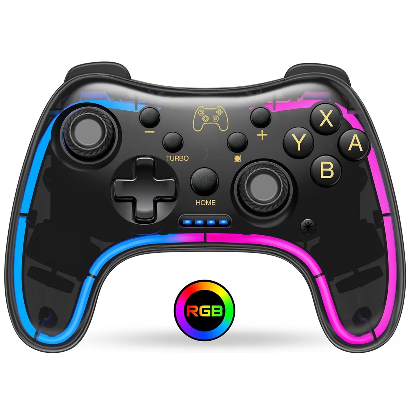 Controller With RGB Breathing LED, Switch Controllers Remote Supports Multi-Platform&App with Turbo, Wake-up Function