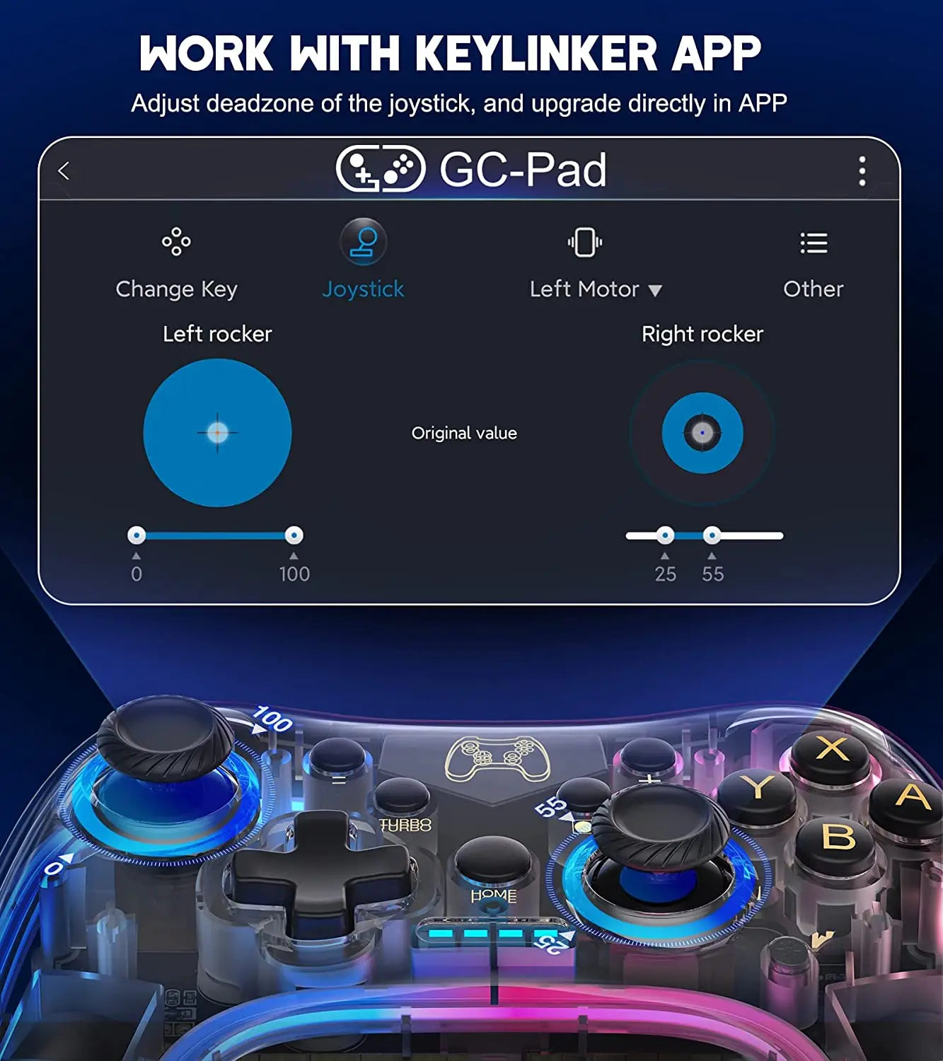 Controller With RGB Breathing LED, Switch Controllers Remote Supports Multi-Platform&App with Turbo, Wake-up Function