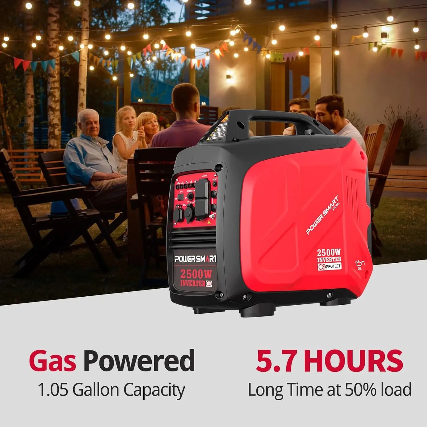 2500-Watt Gas Powered Portable Inverter Quiet Generator | Camping Home emergency