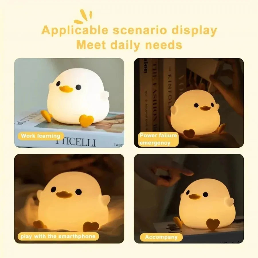 LAMP LED Night Light Cute Duck Cartoon Animals Silicone Lamp USB Rechargeable